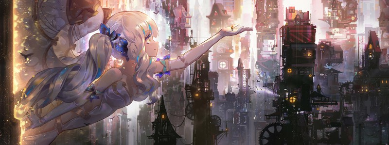 赛博都市少女插画壁纸