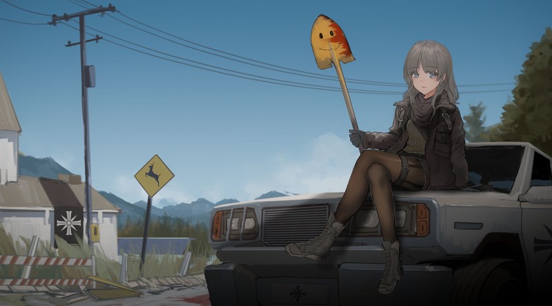 绝了！画师笔下的二次元少女居然在孤岛惊魂里玩铁锹？还穿丝袜翘着二郎腿