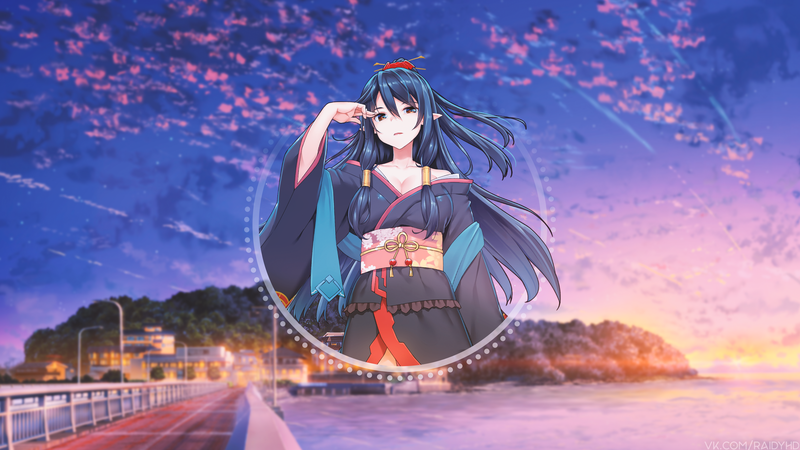 这部带画中画效果的动漫少女壁纸太绝了
