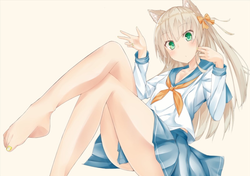 银发兽耳少女绿眸壁纸