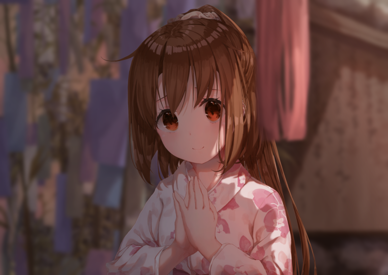 动漫少女棕发棕眼高清壁纸