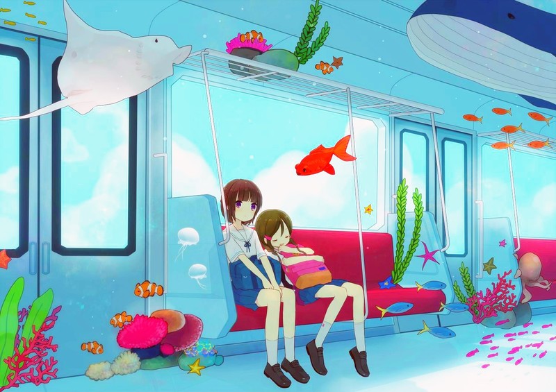 水下少女与鱼的治愈系壁纸