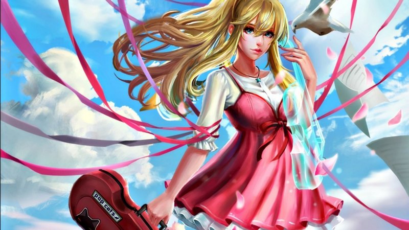 宫园香里动漫壁纸 金发少女海鸥夏日氛围感拉满