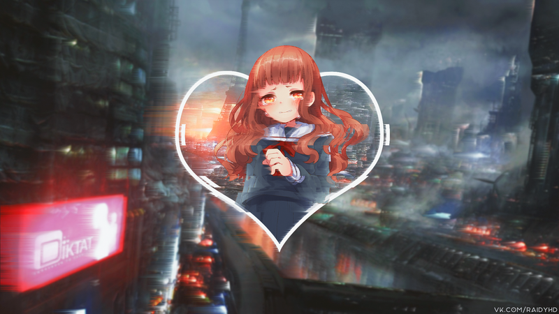 壁纸推荐：画中画二次元少女与都市夜景