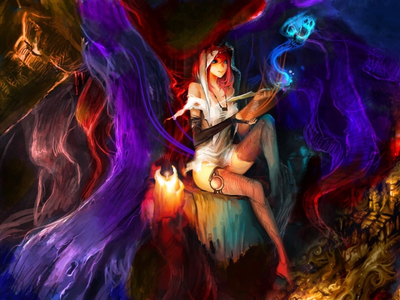 戴眼镜短发红发动漫少女壁纸