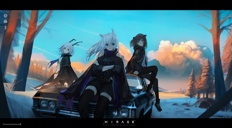 银发兽耳少女开车兜风 二次元Pixiv幻想曲壁纸合集