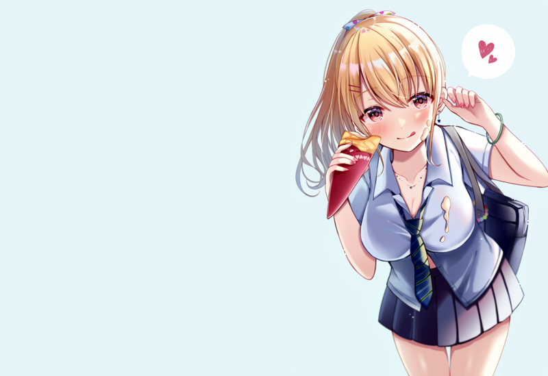 动漫壁纸合集：金发脸红学生装美少女