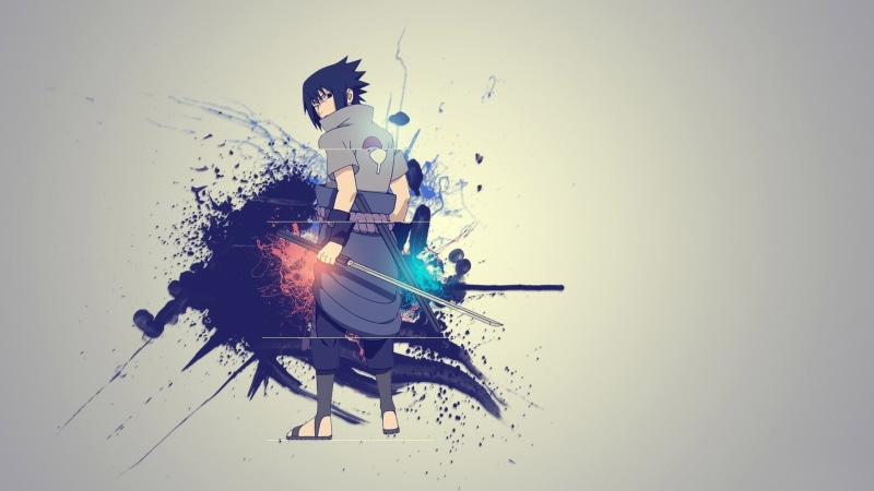 宇智波佐助火影壁纸：极简火焰留白创意二次元壁纸