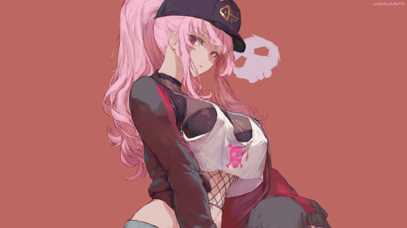 Hololive主播森美声绝美壁纸合集！粉发网袜辣妹坐姿撩人