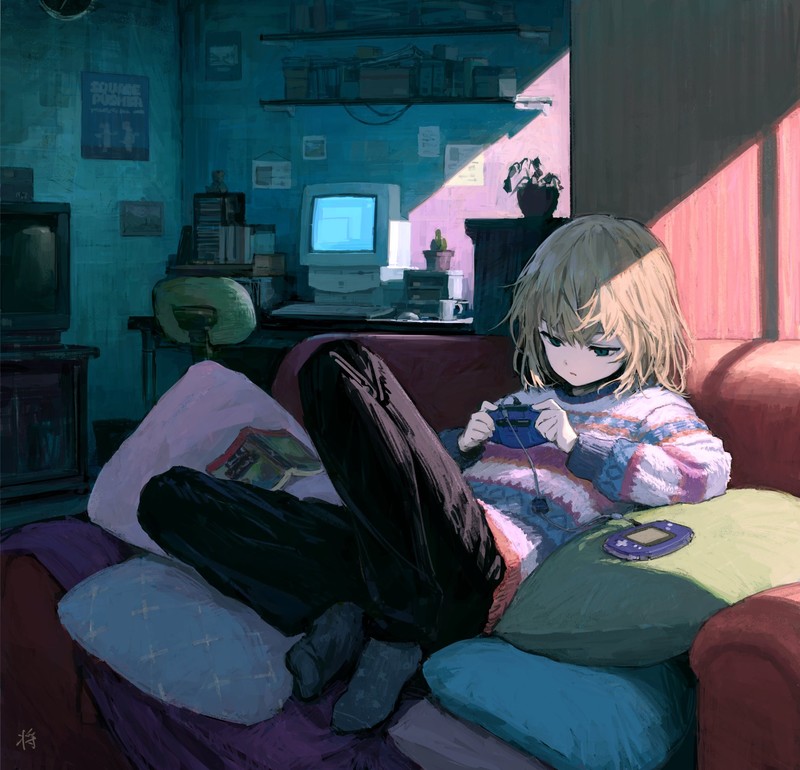 沙发上的动漫少女壁纸合辑