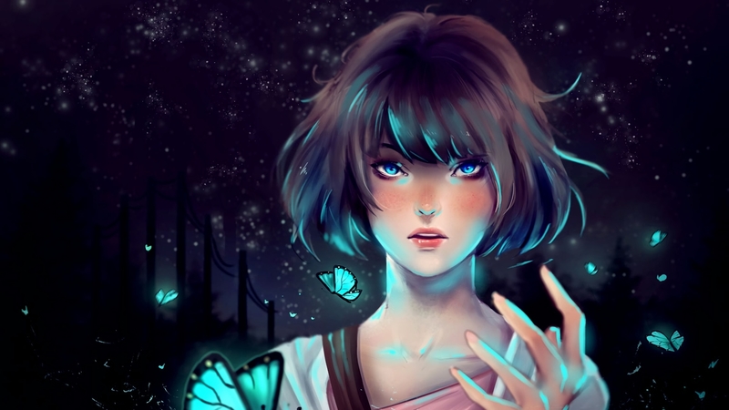 《奇异人生》同人插画壁纸合集 蝴蝶少女蓝调氛围感拉满