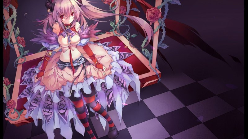 绝美动漫少女与红玫瑰壁纸合集