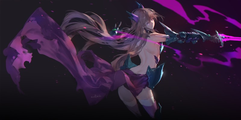 多款二次元少女剑与黑底插画壁纸