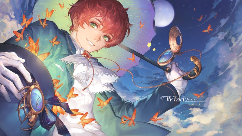 超养眼二次元壁纸合集！绿眼少年撑伞氛围感拉满