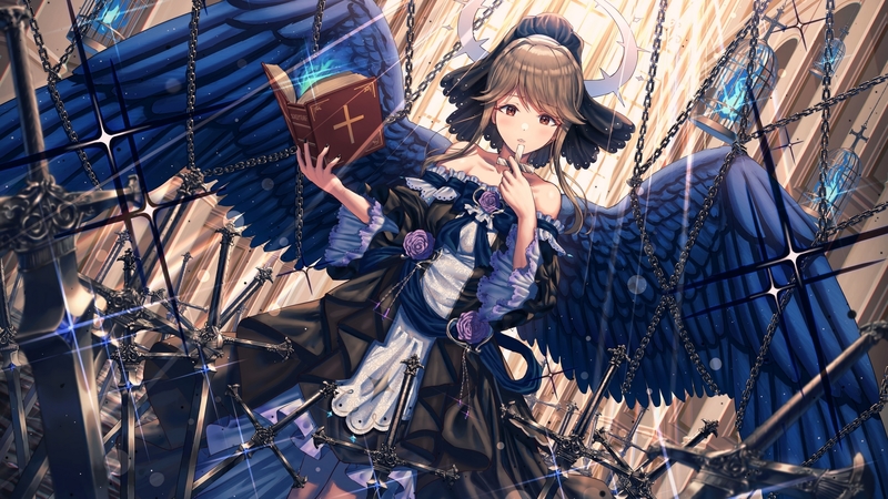 动漫蓝调羽翼少女壁纸合集