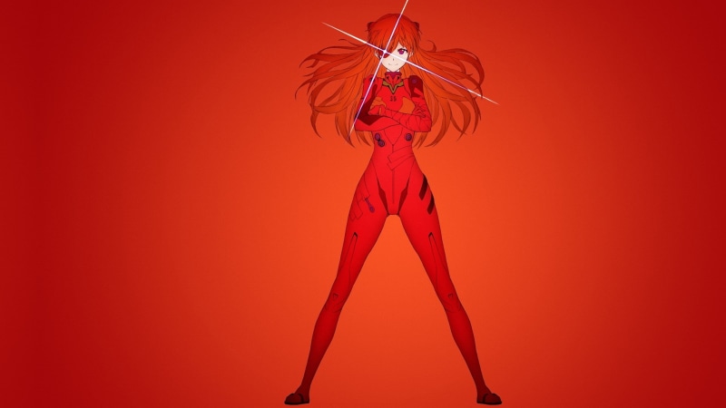 EVA明日香高清壁纸分享：怪异肢体风格的室内棚拍画面