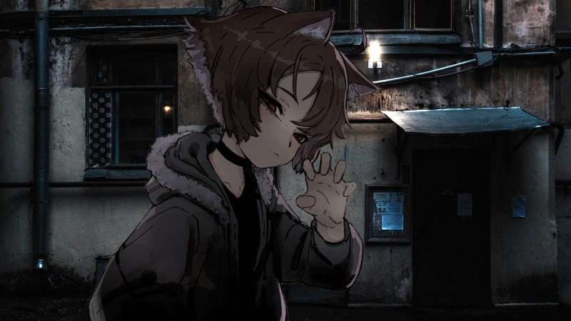 深夜窗边的二次元真人感建筑场景壁纸