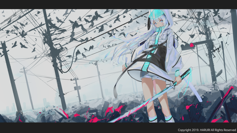 银发持刀少女壁纸合集