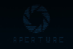 《传送门》游戏主题壁纸 光圈科技标识ASCII艺术图