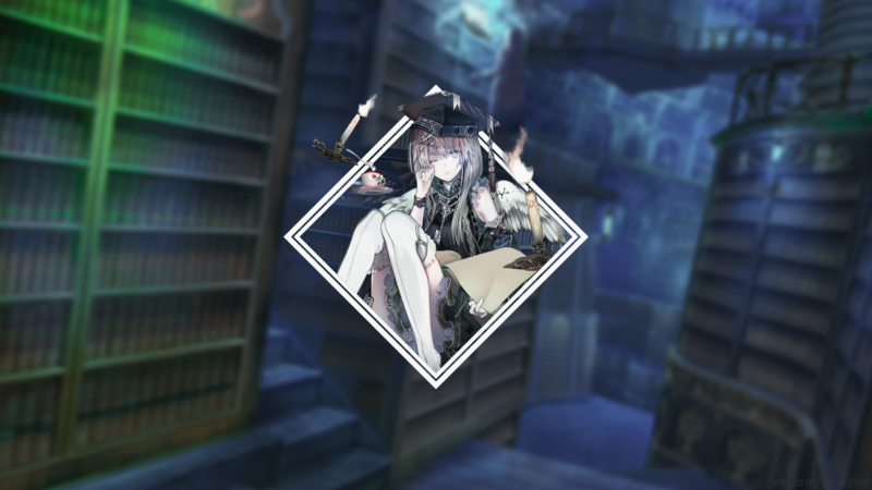 动漫少女图书馆画中画壁纸