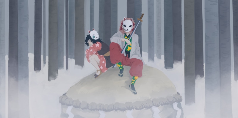 《鬼灭之刃》高清壁纸合集 锖兔与真菰还有义勇师兄