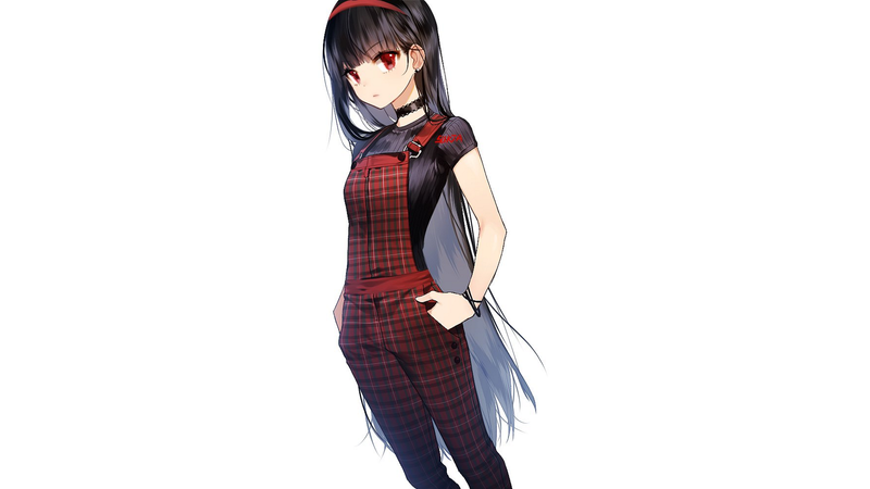 多款二次元少女壁纸合集 简约纯白背景 红眸少女壁纸