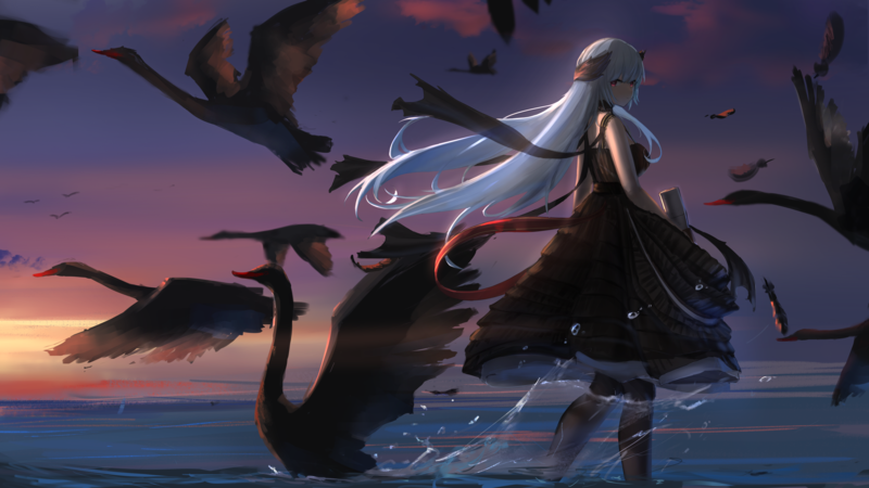 绝美二次元少女壁纸合集 灵动飞鸟与红眸长发少女太戳人