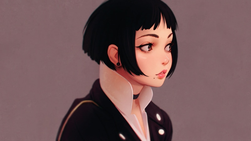 这款戴眼镜粉系动漫少女侧颜壁纸太绝了