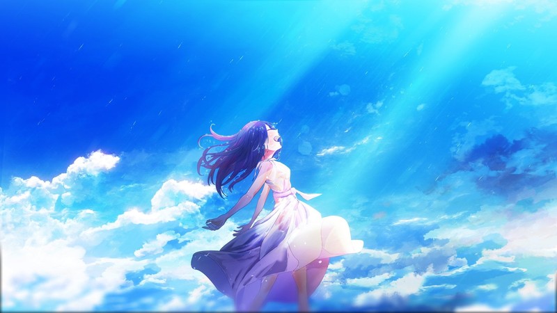 穿白裙的动漫少女壁纸