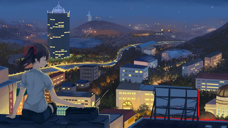 超绝二次元少女城市风景壁纸合集