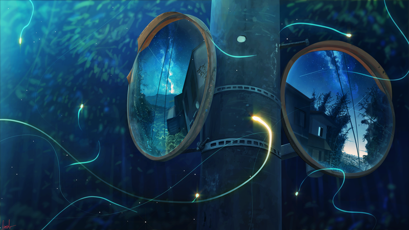 这组壁纸太绝了！动漫风镜面反射街头场景高清壁纸