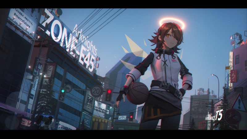 这组二次元壁纸太好磕了！明日方舟、原神角色混着篮球场景超有feel
