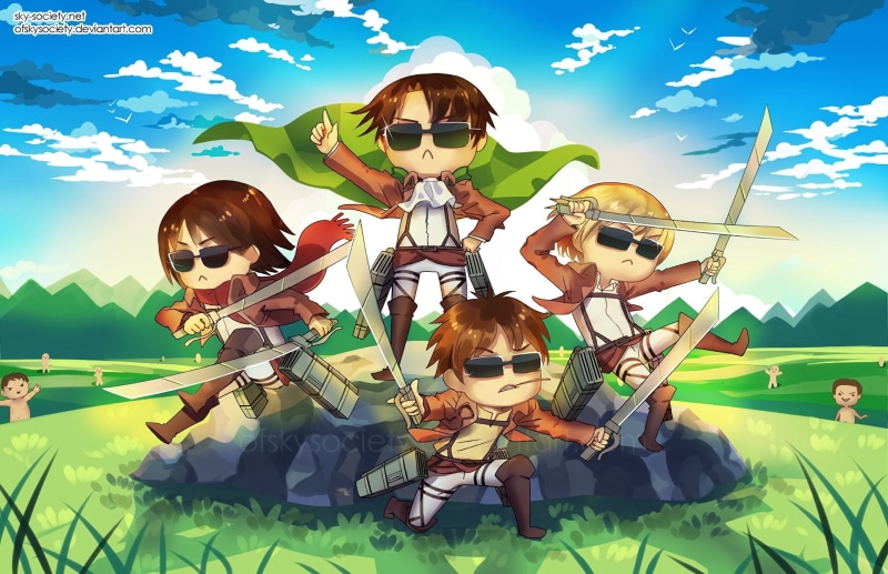 《进击的巨人》高清壁纸合集 阿尔敏·亚鲁雷特 利威尔·阿克曼 三笠·阿克曼 艾伦·耶格尔 进击的巨人 1080P壁纸