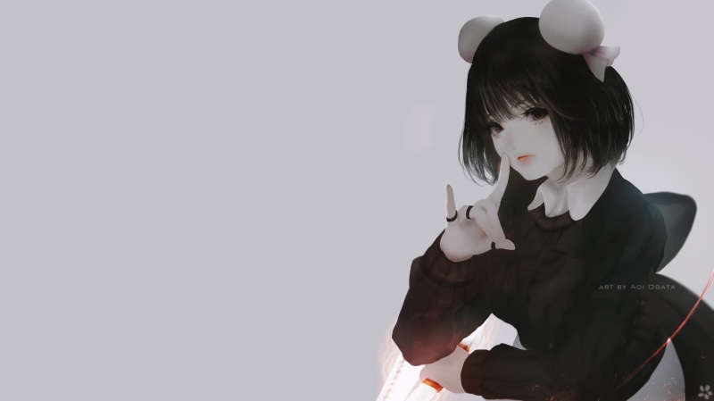 画师Aoi Ogata笔下的黑发少女壁纸合集