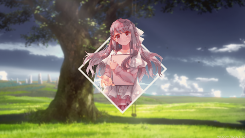 银发粉眼动漫少女 画中画风格《Shelter》壁纸合集