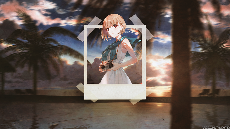 动漫少女画中画海滩壁纸合集