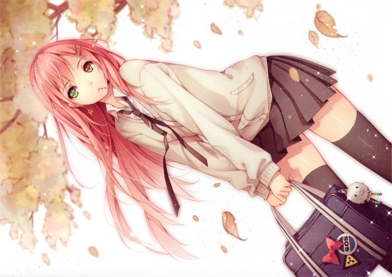 异色瞳校服少女与背包的动漫壁纸合集