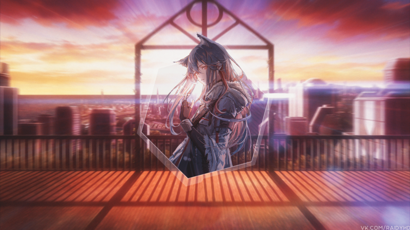 动漫少女画中画 黄昏壁纸