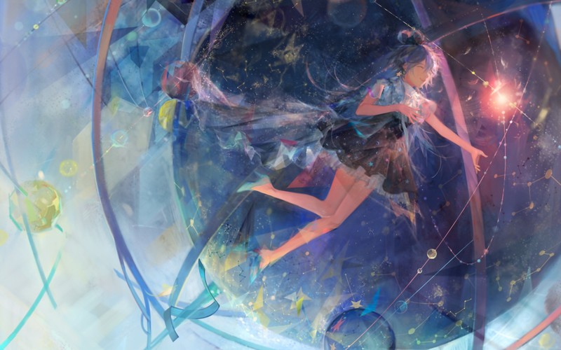 初音未来壁纸合集 闭眼悬浮的动漫少女