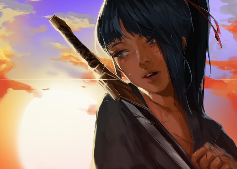 快看哭到转头的武士少女！这套壁纸戳中了谁的审美点