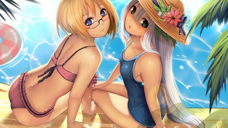 动漫泳池少女 绝美壁纸