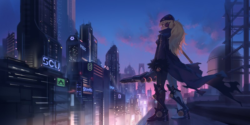 机甲少女壁纸合集：制服少女与赛博都市