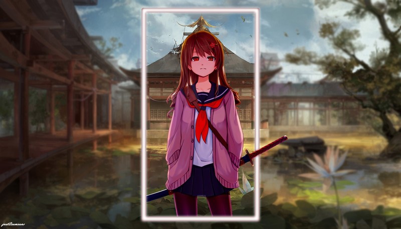 武士风动漫少女高清壁纸