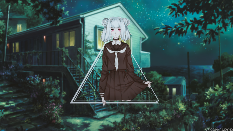 多款穿校服的动漫少女画中画壁纸