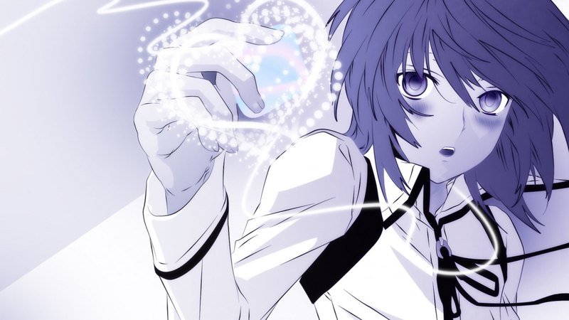 蓝发少年与动漫爱心 高清壁纸