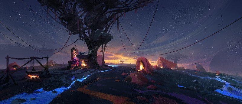 绝美动漫平原壁纸合集 晴空下的少女幻想世界