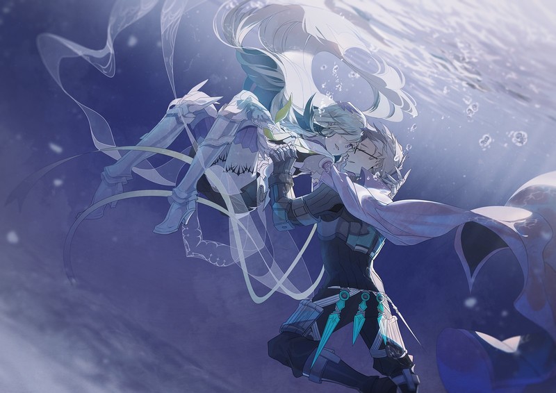 水下蓝发少女壁纸