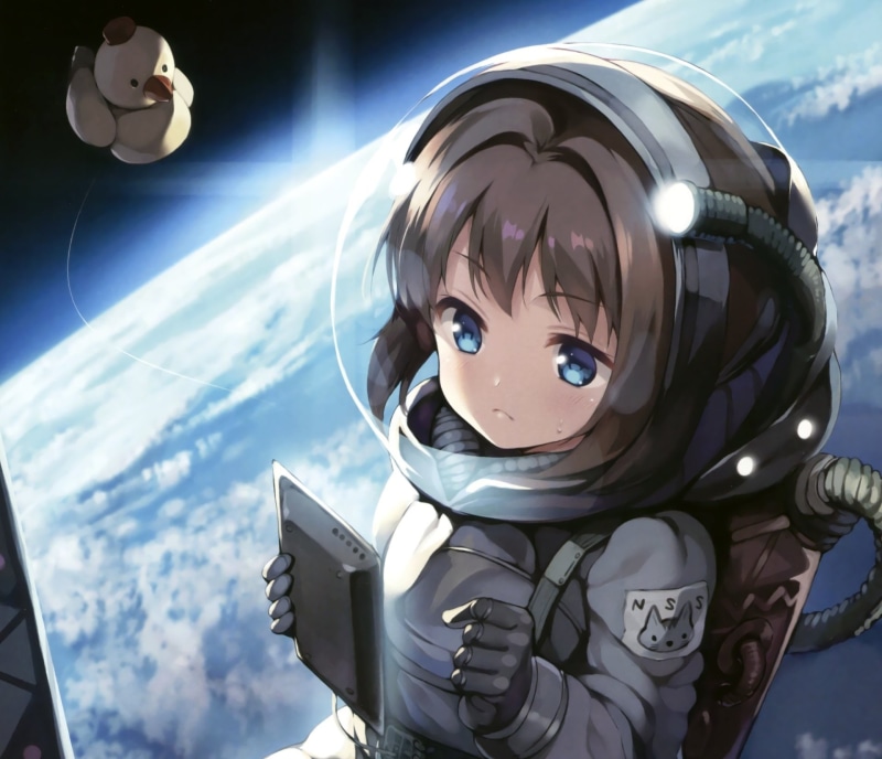 这组壁纸太绝了！动漫风宇航员女孩+绝美太空场景直接戳中我