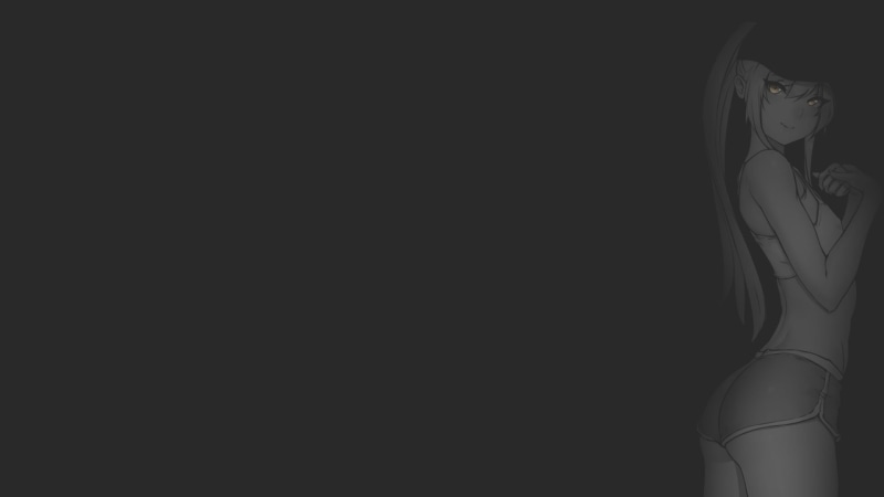 1080P极简风二次元同人壁纸 蓝调单色暗背景 带选择性着色的性感少女插画