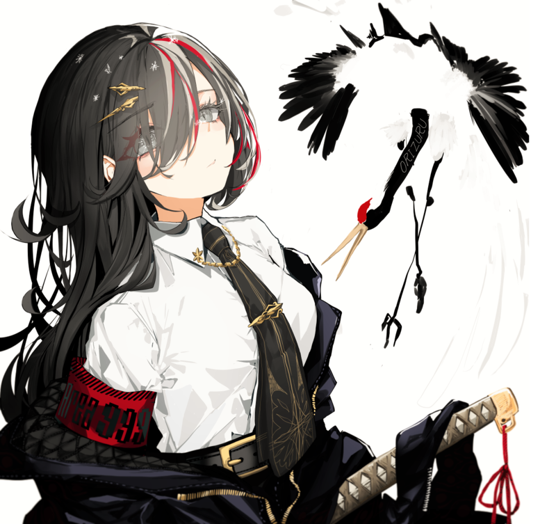 银发和服少女携武器浅笑 二次元原创角色壁纸合集